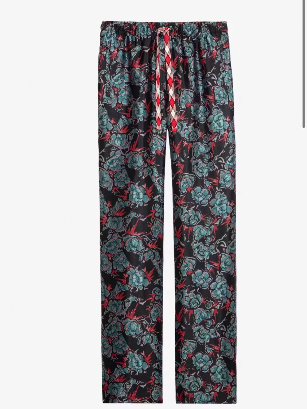 Zadig & Voltaire Pomy Jacquard Black Floral Straight-Leg Pants Size 34/US2